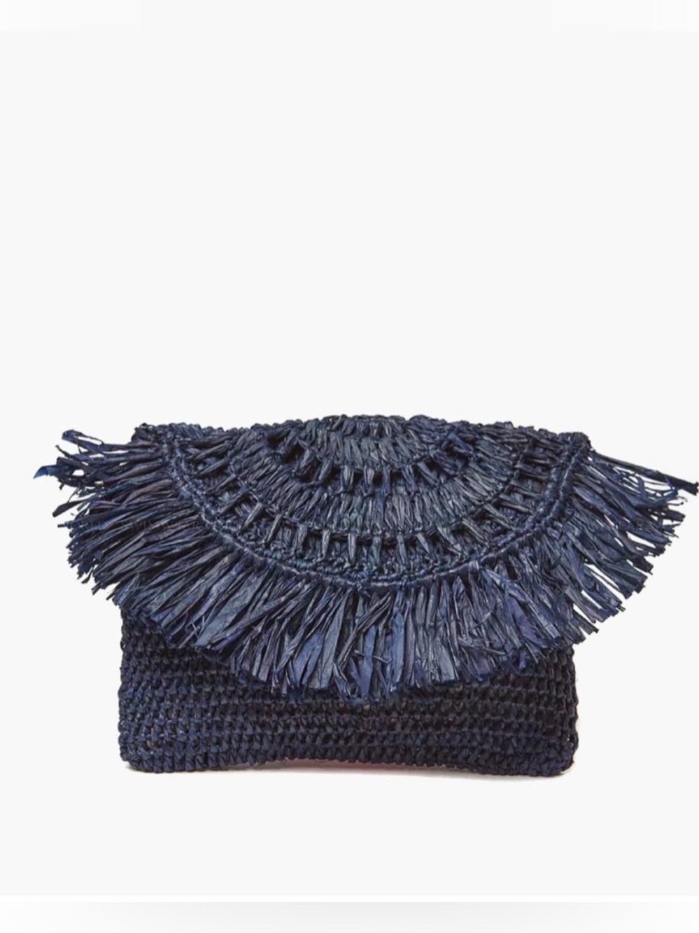 Mar Y Sol Mia Crochet Raffia Fringe Pouch